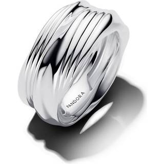 Pandora Silver Twisted Double Ring - 56