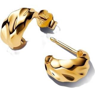 Pandora Gold Rippled Open Hoop Earrings