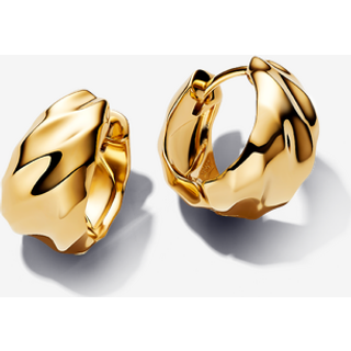 Pandora Gold Rippled Hoop Earrings