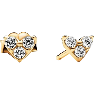 Pandora Triple Stone Heart Stud Earrings - Gold