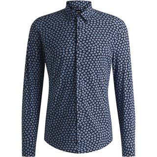 Skjorte med slim fit i jersey med blomsterprint og performance-stræk