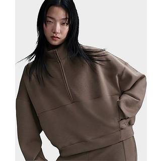 Oversized Nike 24.7 ImpossiblySoft Dri-FIT-trøje med 1/2 lynlås til kvinder - brun - XS (EU 32-34)