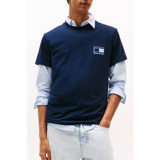 Tommy Jeans Slim Pop Flag Logo T Shirt Navy