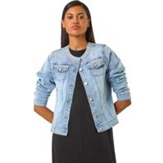 Roman Roman Blue Pearl Detail Collarless Jacket