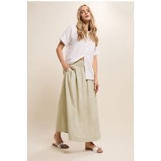 Lts Tall Natural Brown Cotton Shirred Waist Maxi Skirt 14 Lts | Tall Women's Maxi Skirts