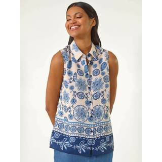 Roman Roman Border Tryk Collared Bluse