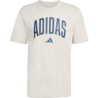 Grafisk T-shirt i college-stil - Beige - XS