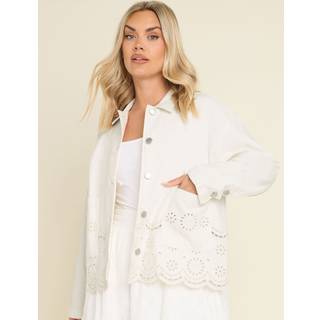 Yours Curve Yours Curve White 100% Cotton Broider Twill Shacket