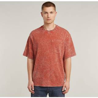 Acid Wash Boxy T-Shirt - Red - Men