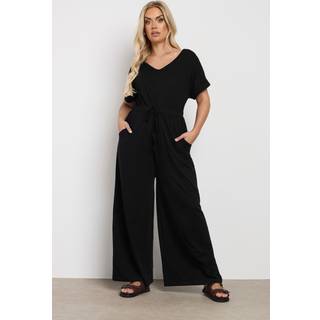 Yours Curve Yours Curve Black 100% Cotton Jumpsuit