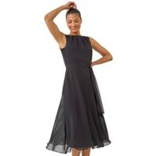 Roman chiffon plisseret hals Midi Kjole40