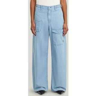 Belted Cargo Loose Jeans - Light blue - Women