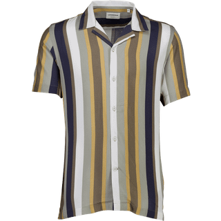 Bold Stripe Viscose Skjorte, Khaki, M