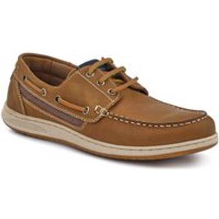 Pavers Pavers Brown Leather Lace-Up Boat Shoes
