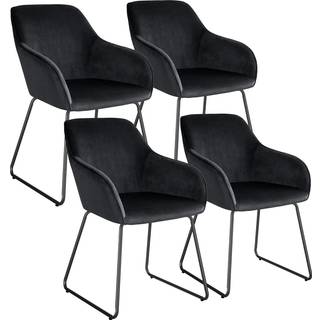 Spisebordsstol Jeane, velour - Velour sort/sort,Sæt med 4 stk.