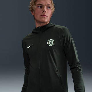 Maskinstrikket Chelsea FC Strike Nike Dri-FiT-fodboldløbejakke med hætte til mænd - grøn - 3XL