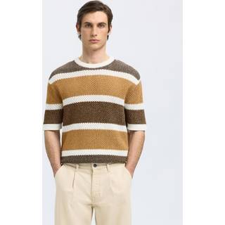 Selected Ginger SS Knit Relaxed Fit Stripe Tee Egret