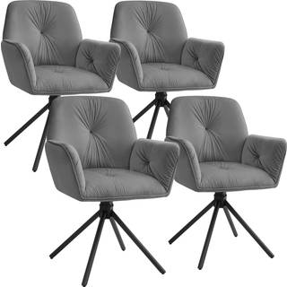 Stol Lenia, polstret - Velour antracit/sort,Sæt med 4 stk.