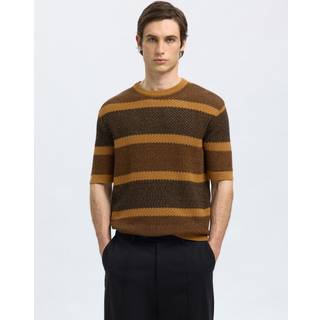 Selected Ginger SS Knit Relaxed Fit Stripe Tee Chipmunk