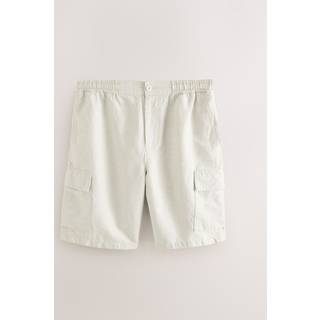 Next Neutral Cotton Linen Blend Lightweight Cargo Shorts