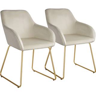 Spisebordsstol Jeane, velour - Velour creme/guld,Sæt med 2 stk.