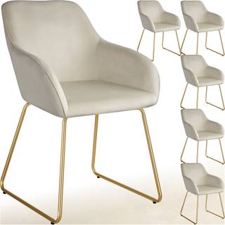 Spisebordsstol Jeane, velour - Velour creme/guld,Sæt med 6 stk.