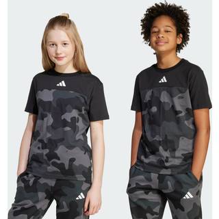 Seasonal Essentials-bomulds-Tshirt med camo-print til børn - Black / White - 164