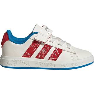 adidas Marvel Spider-Man Grand Court basketsko til børn - Cloud White / Pure Ruby / Bright Blue - 31 1/2