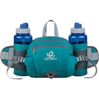 WATERFLY Fanny Pack taljetaske: Fannie Pack 2 vandflaskeholdere Lndeblte Vandring Gture Lb Jogging Camping Stor kvinde Mand (flaske ikke inkl