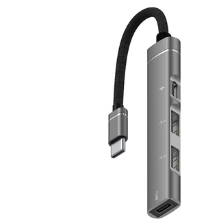 Bærbar PD-opladerhub Type-C USB C-udvidelsesdock, grå