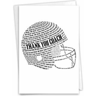 Nobleworks - 1 Tak lykønskningskort til lærer og træner - Team Sports Gratitude School Athlete Appreciation Notecard med konvolut - Fodboldhjelm