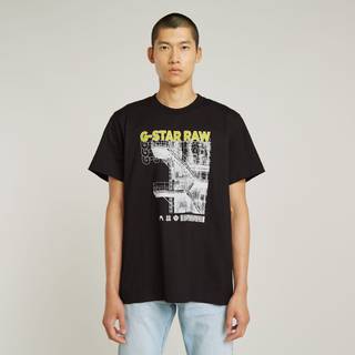 Stairs Graphic Loose T-Shirt - Black - Men