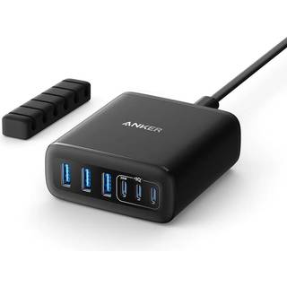 Anker 112W Desktop oplader - 3x USB-A, 3x USB-C - Sort