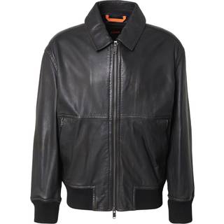BOSS Orange Herren Lederjacke braun unifarben