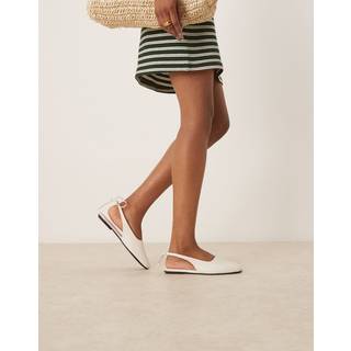 Leather Slingback Ballerinas - White - 39