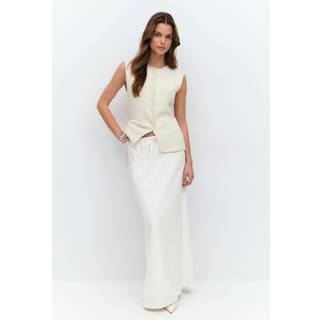 Gina Tricot-Drawstring maxi skirt-lange nederdele-Hvid-M-Dame