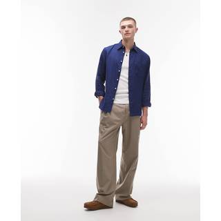 Piece Dye Linen Skjorte, Preppy Navy, XL