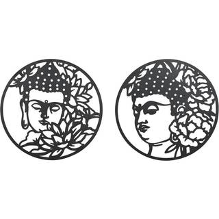 Vægdekoration DKD Home Decor 100 x 1 x 100 cm Sort Buddha Orientalsk (2 enheder)