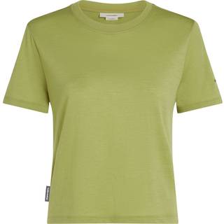 Icebreaker Women's Merino 150 Tech Lite III S/S Crop Tee Merino-shirt Damer størrelse L farve olivengrøn