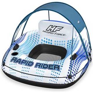 Badering Bestway Hydro Force Rapid Rider, 1.23 x 1.23 meter, hvid/blå + reparationslap + solbeskyttelse
