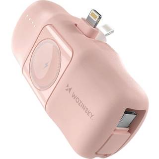Wozinsky 3i1 Mini 5000mAh 15W Powerbank med Lightning Lyserød