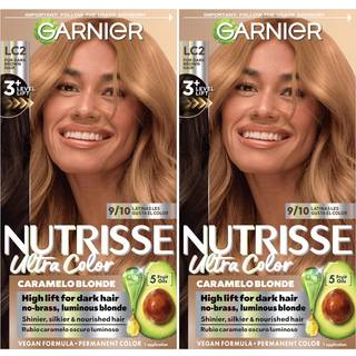 Garnier Nutrisse Ultra Color Nourishing Bold Permanent Hair Color Creme Lc2 Hi-Lift Dark Blonde (Coconut Flan) Pack of 2 Hair Dye Kit i 8 uger