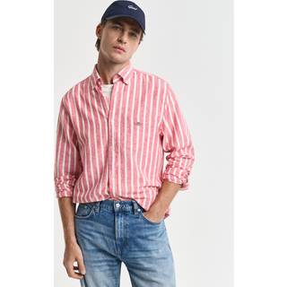 GANT Regular Fit Cotton/Linen Striped Shirt Watermelon Red