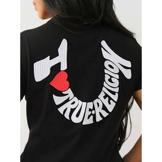True Religion True Religion Jet Black 100% Cotton Embroidered Horseshoe Short Sleeve Crew T-Shirt