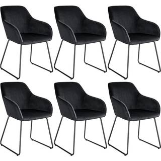 Spisebordsstol Jeane, velour - Velour sort/sort,Sæt med 6 stk.