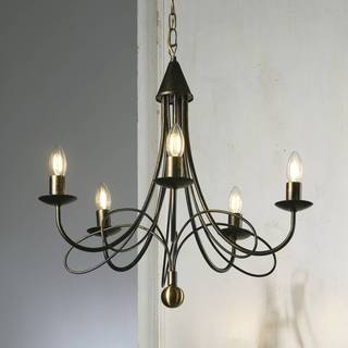 Lysekrone Milvia, 5 lyskilder, bronzefarvet, metal