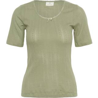 Kaffe Kaviba Pointelle T-Shirt Toppe & T-Shirts 10552387 Oil Green (LARGE)