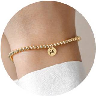 Turandoss guldarmbånd til kvinder - Dainty forgyldt indledende m charme perleret armbånd til kvinder trendy disk brev armbånd kvinder personalise