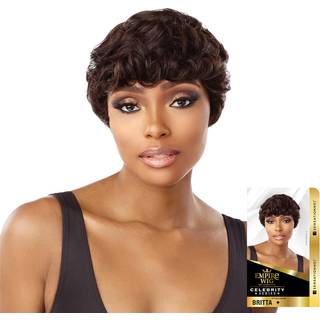 Sensationnel Empire Human Hair Wig - Britta Celebrity Inspired Collections Pre -Styled Salon Cut Hair (1B Offblack)