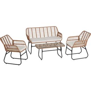 Havemøbelsæt polyrattan Molfetta XL til 4 personer - natur
